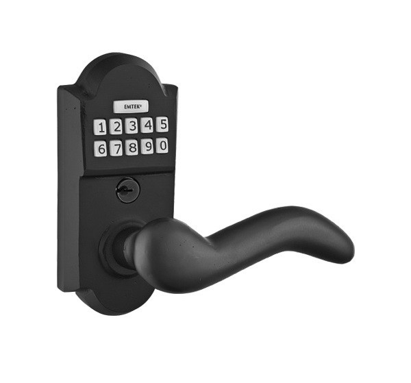 Emtek E2201FB Flat Black Sandcast Bronze Keypad Style Leverset with Storeroom/Gate Function