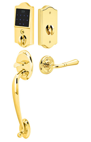 Emtek E4410XXXUS3 Lifetime Brass Classic EMTouch Keypad Style Entryset with Your Choice of Handle