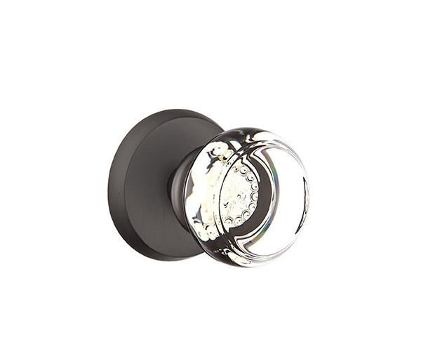 Emtek GT-FB-PASS Flat Black Georgetown Glass Passage Knob with Your Choice of Rosette