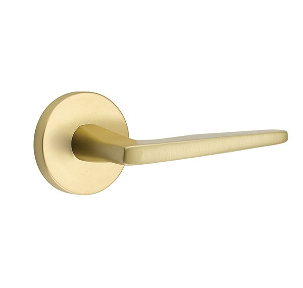 Emtek HER-US4-PASS Satin Brass Hermes Passage Lever with Your Choice of Rosette