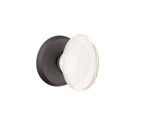 Emtek HT-FB-PHD Flat Black Hampton Glass (Pair) Half Dummy Knobs with Your Choice of Rosette