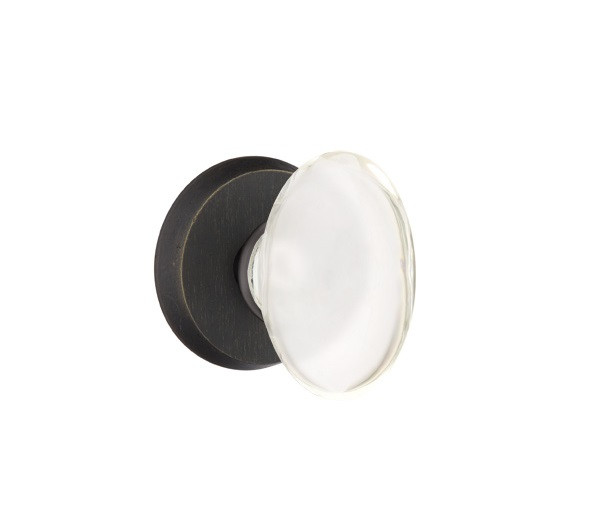 Emtek HT-MB-PHD Medium Bronze Hampton Glass (Pair) Half Dummy Knobs with Your Choice of Rosette