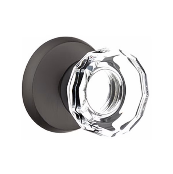 Emtek LW-FB-PRIV Flat Black Bronze Lowell Glass Privacy Knob with Your Choice of Rosette