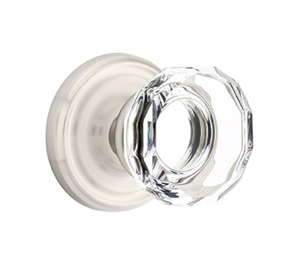 Emtek LW-US15-PHD Satin Nickel Lowell Glass (Pair) Half Dummy Knobs with Your Choice of Rosette