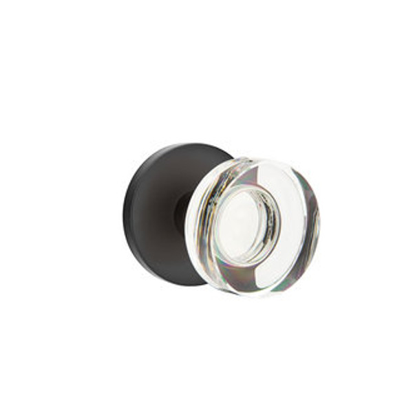 Emtek MDC-US19-PHD Flat Black Modern Disc Glass (Pair) Half Dummy Knobs with Your Choice of Rosette