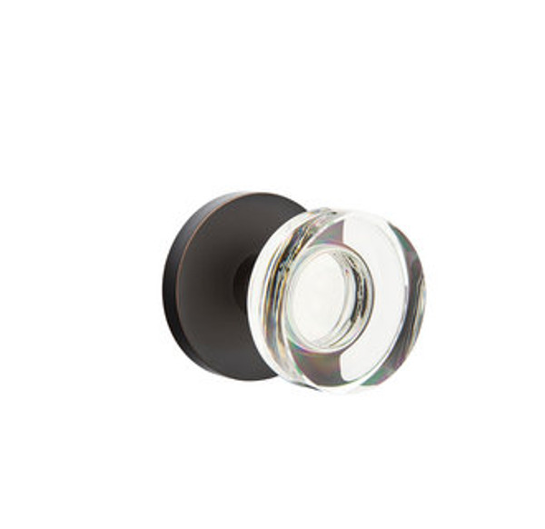 Emtek MDC-US10B-PHD Oil Rubbed Bronze Modern Disc Glass (Pair) Half Dummy Knobs with Your Choice of Rosette
