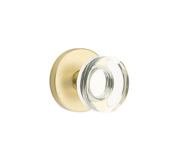 Emtek MDC-US4-PRIV Satin Brass Modern Disc Glass Privacy Knob with Your Choice of Rosette