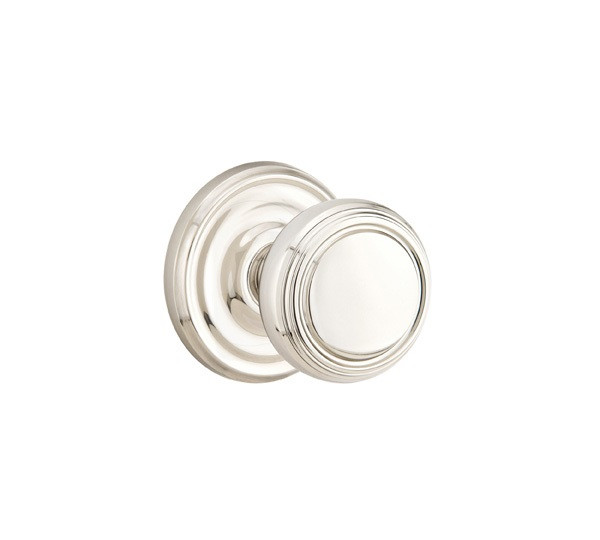 Emtek NW-US14-PHD Polished Nickel Norwich (Pair) Half Dummy Knobs with Your Choice of Rosette