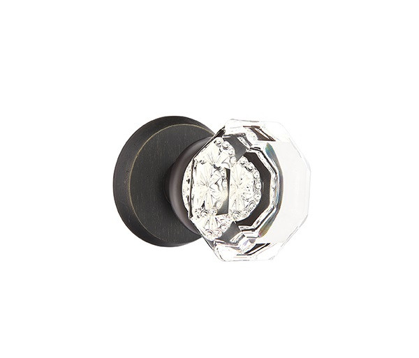 Emtek OT-MB-PASS Medium Bronze Old Town Clear Glass Passage Knob with Your Choice of Rosette