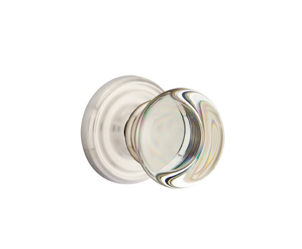 Emtek PC-US15-PHD Satin Nickel Providence Glass (Pair) Half Dummy Knobs with Your Choice of Rosette