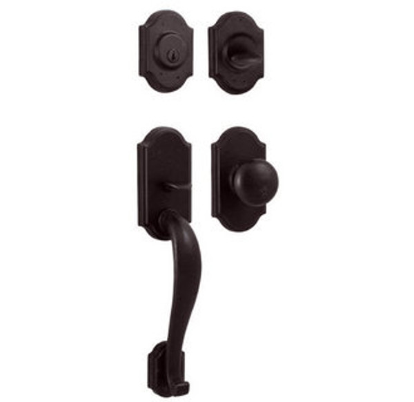 Weslock 7615/7405-H-1 Oil Rubbed Bronze Castletown Dummy Handleset with Premiere Rosettes and Carlow Lever