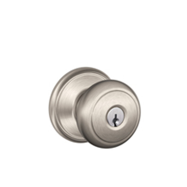 Schlage F51AAND619 Satin Nickel Keyed Entry Andover style Knob