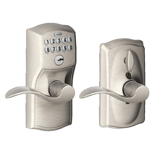 Schlage FE595CAM619ACC Satin Nickel Camelot Accent Keypad Entry with Flex Lock