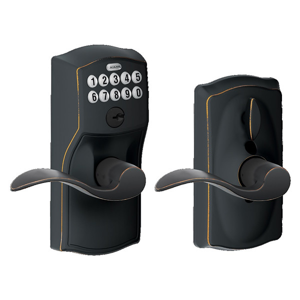 Schlage FE595CAM716ACC Aged Bronze Camelot Accent Keypad Entry with Flex Lock