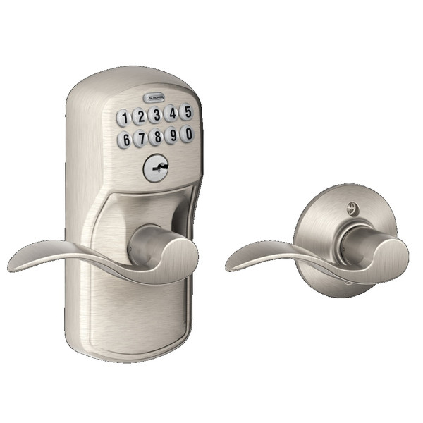 Schlage FE575PLY619ACC Satin Nickel Plymouth Accent Keypad Lock with Auto Lock