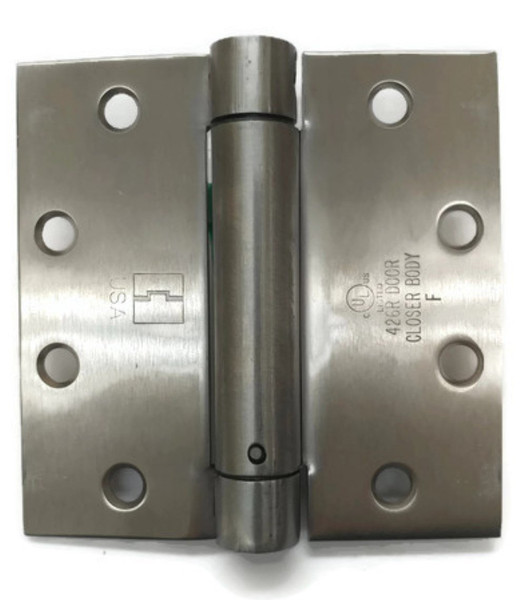 Hager 115041232D Satin Stainless Steel 4-1/2" x 4-1/2" Full Mortise Single Acting Spring Hinge