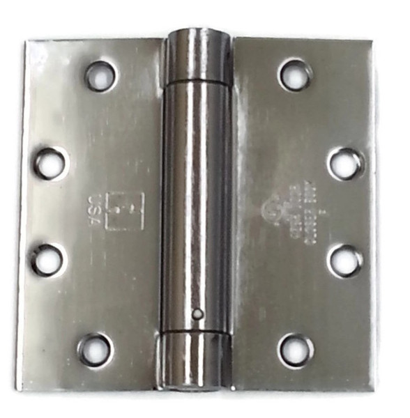 Hager 125041226 Polished Chrome 4-1/2" Full Mortise Single Acting Square Corner Spring Hinge