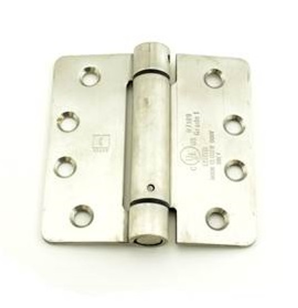 Hager 1734432D 4" Full Mortise 1/4" Radius Stainless Steel Residential Spring Hinge