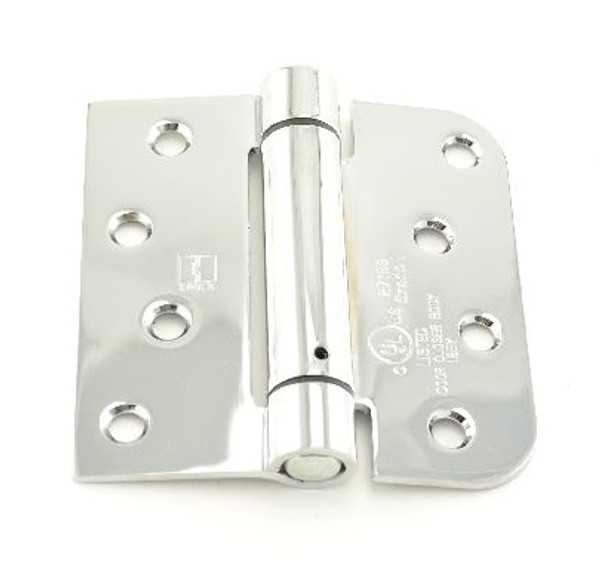 Hager 1764432 Bright Stainless Steel 4" Full Mortise Square x 5/8" Radius Residential Spring Hinge