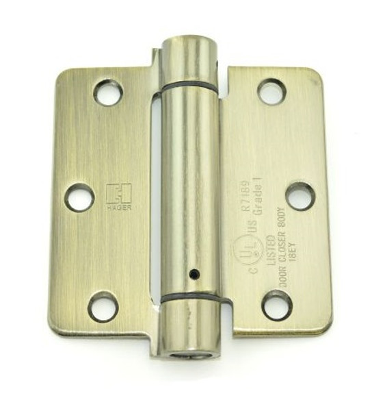 Hager 1751312USP Prime Coat 3-1/2" Full Mortise 1/4" Radius Steel Residential Spring Hinge