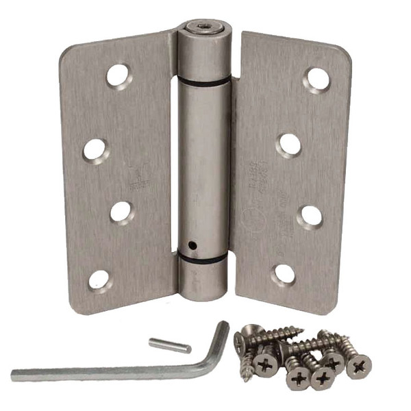 Hager 17514USP Prime Coat 4" Full Mortise 1/4" Radius Steel Residential Spring Hinge