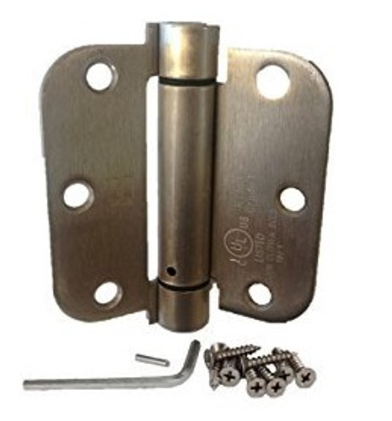 Hager 175231215 Satin Nickel 3-1/2" Full Mortise 5/8" Radius Steel Residential Spring Hinge