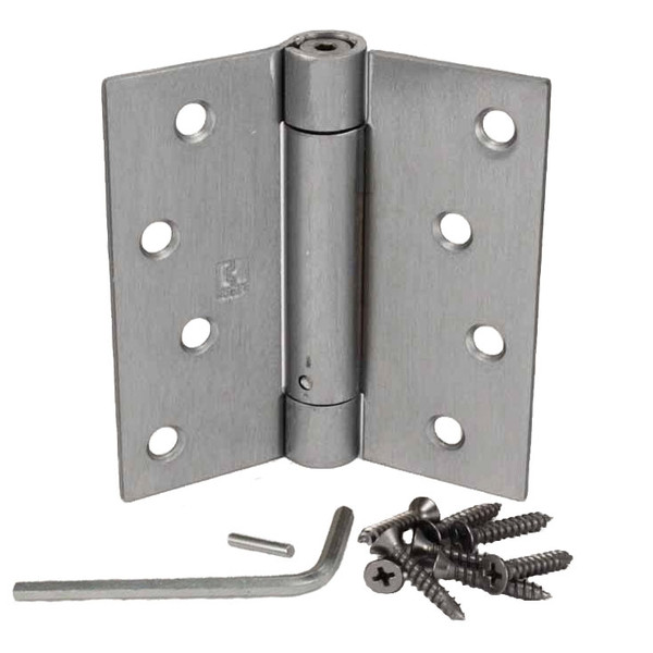 Hager 1760432D Satin Stainless Steel 4" Full Mortise Square Corner Residential Spring Hinge