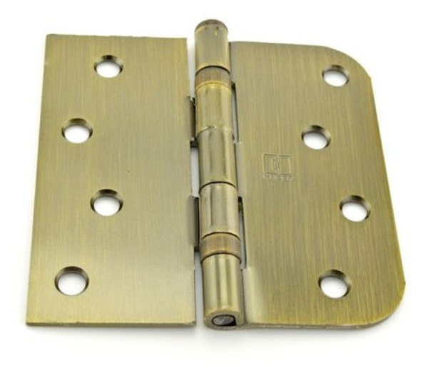 Hager BB181645 Antique Brass 4" Full Mortise Square x 5/8" Radius Steel Residential Ball Bearing Hinge