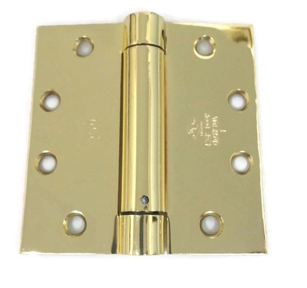 Hager EC11054123-3PK Polished Brass 4-1/2" Full Mortise Standard Weight Spring Square Corner Hinge.