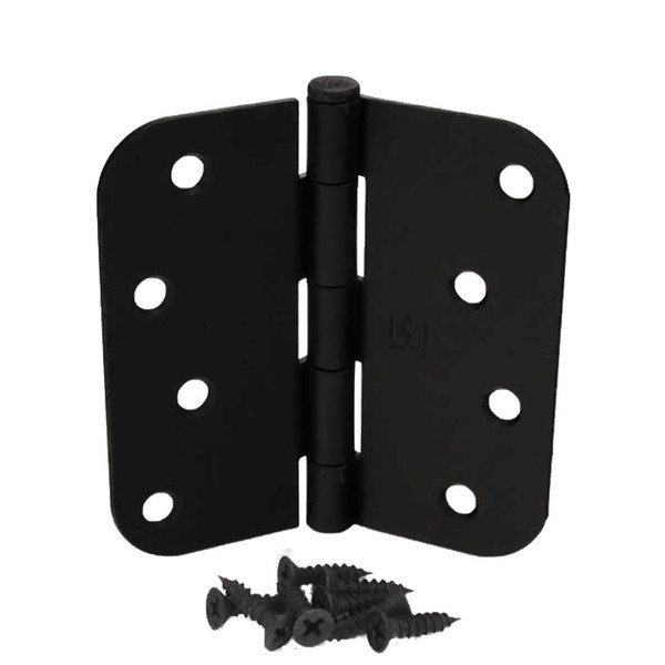 Hager RC184241D Dull Black 4" Full Mortise 5/8" Radius Steel Residential Hinge