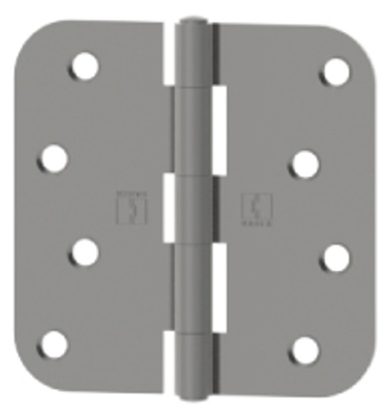 Hager RC184643 Polished Brass 4" Full Mortise 5/8" Radius Steel Residential Hinge with Riveted Pin