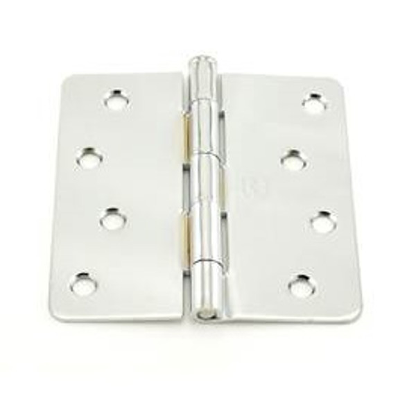 Hager RC1741426 Polished Chrome 4" Full Mortise 1/4" Radius Steel Residential Hinge