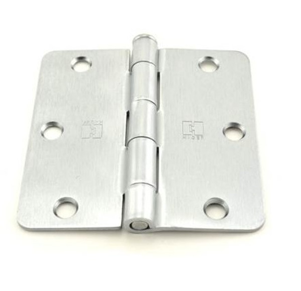 Hager RC1741326D Satin Chrome 3" Full Mortise 1/4" Radius Steel Residential Hinge