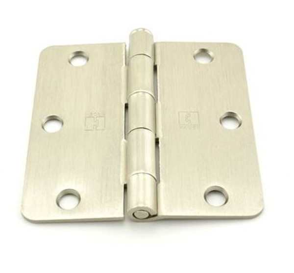 Hager RC154131215 Satin Nickel 3-1/2" Full Mortise 1/4" Radius Brass Residential Hinge