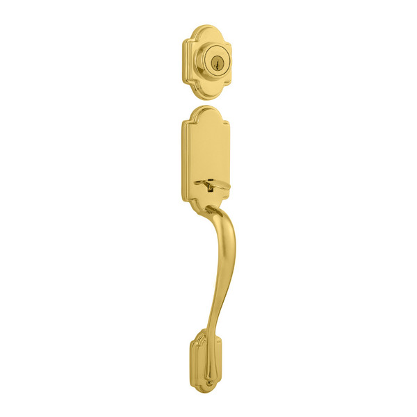 Kwikset 800AN/966TNL-L03 Bright Brass (Lifetime Finish) Arlington Single Cylinder Handleset with Tustin Lever