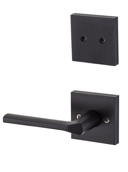Kwikset 968LSLSQT-514 Iron Black Dummy Handleset with Libson Lever with Square Rosette (Interior Side Only)