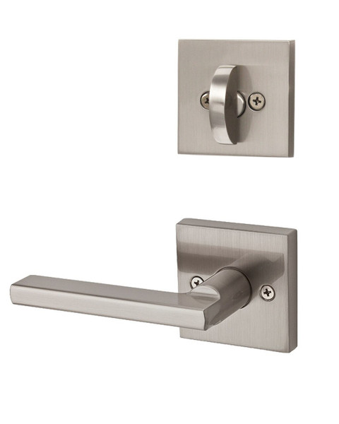 Kwikset 968HFLSQT-15 Satin Nickel Dummy Handleset with Halifax Lever with Square Rosette (Interior Side Only)