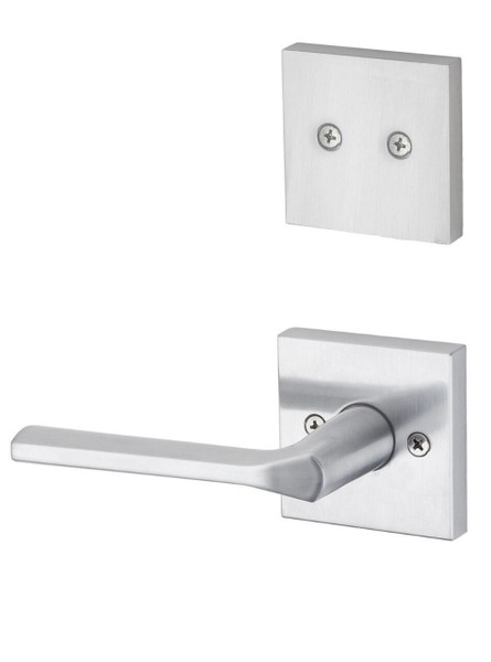 Kwikset 973LSLSQT-26D Satin Chrome Dummy Handleset with Libson Lever with Square Rosette (Interior Side Only)