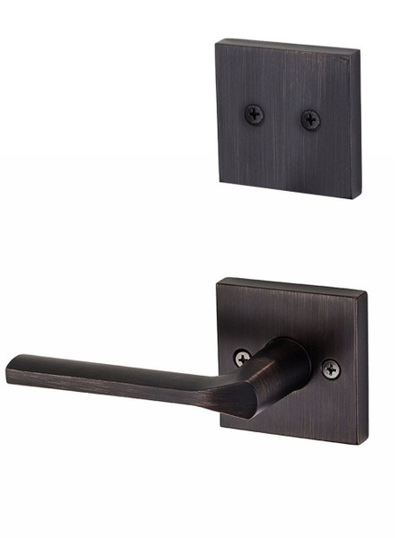 Kwikset 973LSLSQT-11P Venetian Bronze Dummy Handleset with Libson Lever with Square Rosette (Interior Side Only)