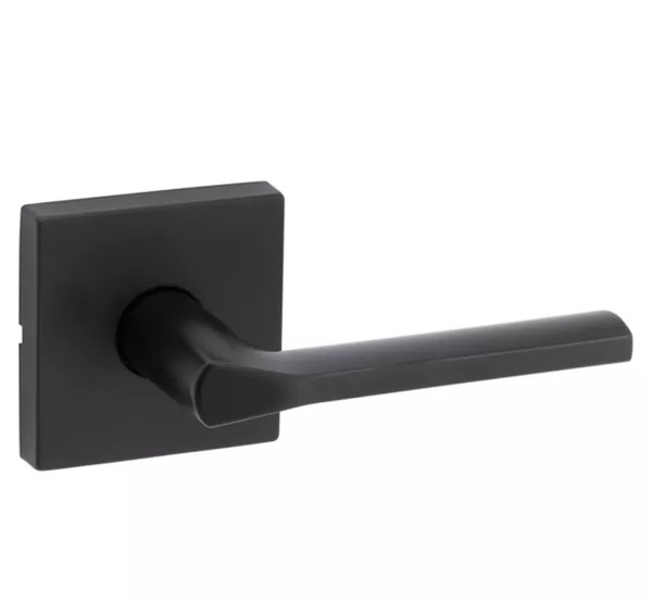 Kwikset 720LSLSQT-514 Lisbon Lever with Square Rose Passage Door Lock with 6AL Latch and RCS Strike Matte Black Finish
