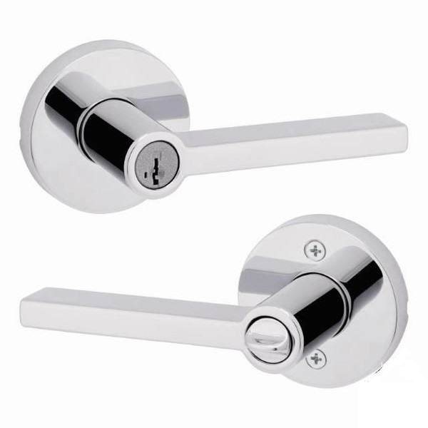 Kwikset 740HFLRDT-26 Polished Chrome Halifax Keyed Entry Lever with Round Rose