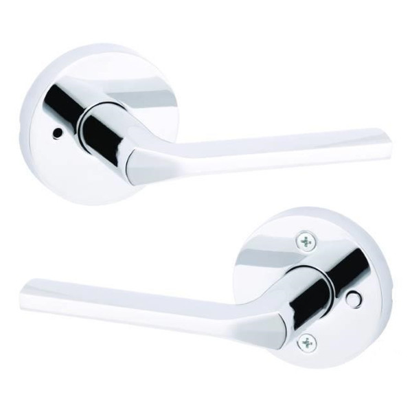 Kwikset 730LSLRDT-26 Polished Chrome Lisbon Privacy Lever with Round Rose