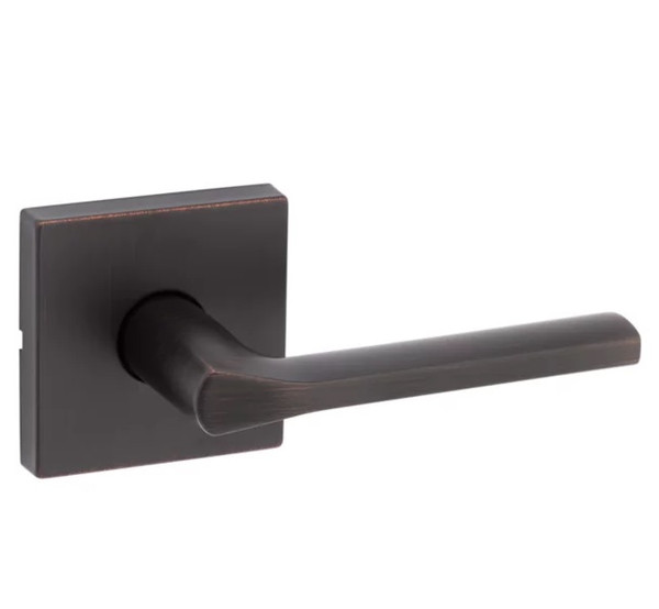Kwikset 720LSLSQT-11P Lisbon Lever with Square Rose Passage Door Lock with 6AL Latch and RCS Strike Venetian Bronze Finish