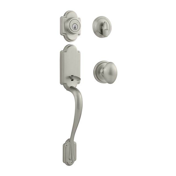 Kwikset 800AN/966L-US15 Satin Nickel Arlington Single Cylinder Handleset with Laurel Knob