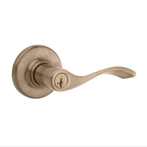 Kwikset 405BL-5 Antique Brass Keyed Entry Balboa Lever