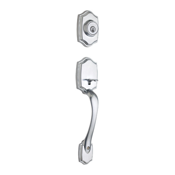 Kwikset 687BW/966H-26D Satin Chrome Belleview Single Cylinder Handleset with Hancock Knob