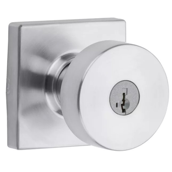 Kwikset 740PSKSQT-26D Satin Chrome Pismo Keyed Entry Knob with Square Rose