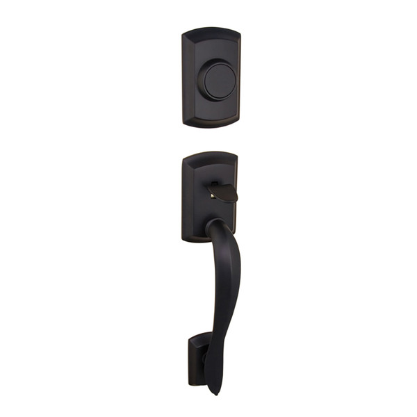 Kwikset 802AVH/968HFLSQT-514 Iron Black Avalon Dummy Handleset with Halifax Lever and Square Rose