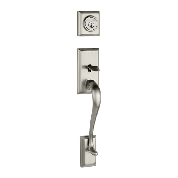 Kwikset 800HE/966DNL-15 Satin Nickel Hawthorne Single Cylinder Handleset with Dorian Lever