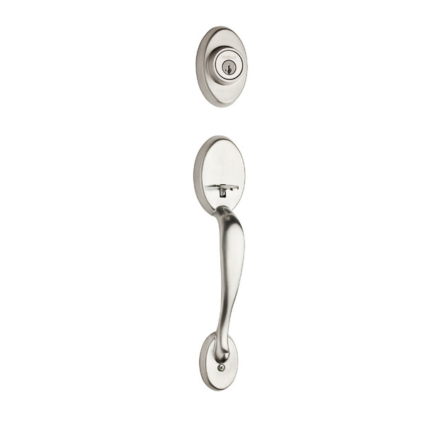 Kwikset 800CELIP-26S.STRKP Chelsea Single Cylinder Exterior Handleset SmartKey with 6AL Latch and STRKP Strike Pack which includes Square Corner, Round Corner and 5303 Round Corner Full Lip Strikes Bright Chrome Finish